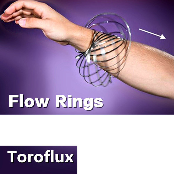 DHL 0200 Colorful Magic Ring SUS304 13CM Toroflux Flow Ring toy Intelligent deformation Amazing Kinetic Spring Toy Funny kids gift