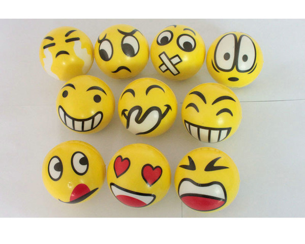 6.3cm QQ Emoji Smiling face ball Stress Squeeze Ball Wrist Finger Training Balls Soft Sponge PU Ball Children Kids Toys DHL 0384