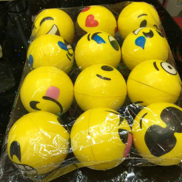 6.3cm QQ Emoji Smiling face ball Stress Squeeze Ball Wrist Finger Training Balls Soft Sponge PU Ball Children Kids Toys DHL 384pcs