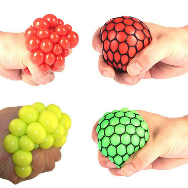 96pcs Decompression grape ball 6cm Cute Anti Stress Face Reliever Autism Mood Squeeze Relief Toy Funny Gadget Vent Water polo dhl free