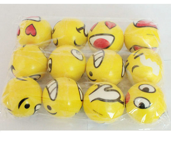 6.3cm QQ Emoji Smiling face ball Stress Squeeze Ball Wrist Finger Training Balls Soft Sponge PU Ball Children Kids Toys DHL 96pcs