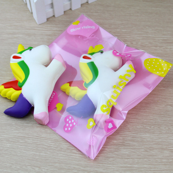 DHL 030 Cute Jumbo Squishy Rainbow Unicorns Super Slow Rising Kawaii Catoon Phone Strap Pendant Bread Decompression Toy Christmas gift