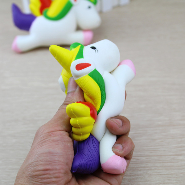 DHL 40PCS Cute Jumbo Squishy Rainbow Unicorns Super Slow Rising Kawaii Catoon Phone Strap Pendant Bread Decompression Toy Christmas gift