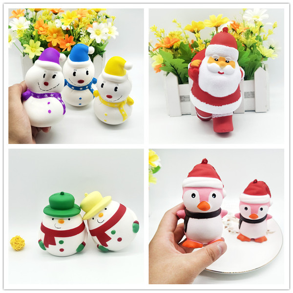 DHL 020 Squishy cartoon children toys kids Christmas gift Santa Claus inched back teddy bear snowman penguin Decompression toy