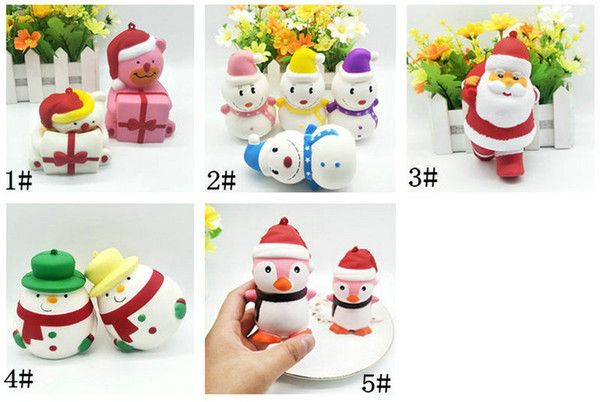 DHL Squishy cartoon children toys kids Christmas gift Santa Claus inched back teddy bear snowman penguin Decompression toy