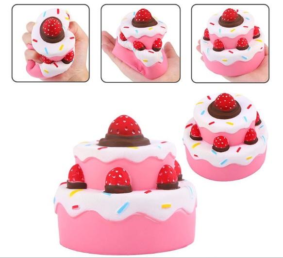 Strawberry Cake PU Cute Lovely Cartoon Pendant Kawaii Squishy Simulation Bread Food Squishy Super Kid Toy Decompression Toys