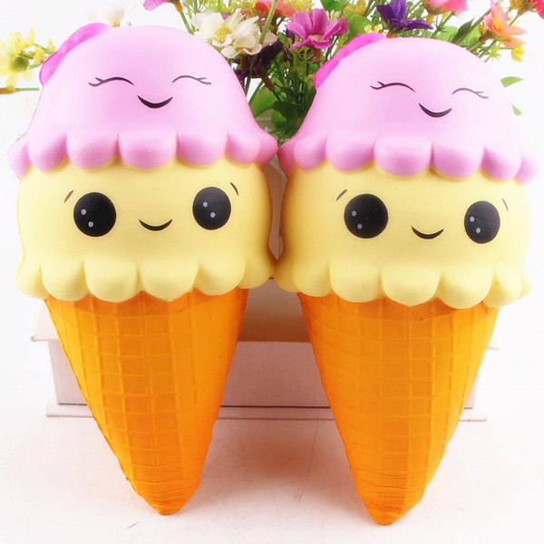 New Squishy 22CM Big Ice Cream PU Cute Toys Squeeze Squishy Slow Rising Jumbo Cell Phone Key Chain Strap Pendant Roll Toy