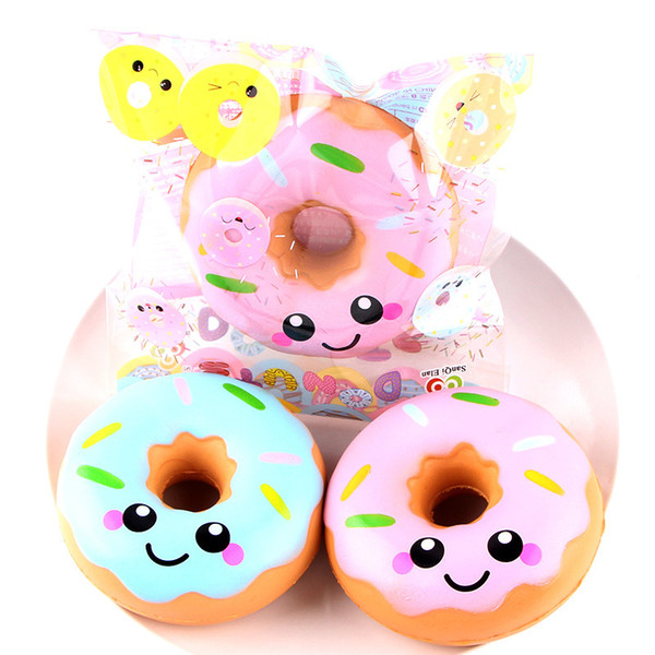 Donuts Squishy Toys Kawaii Smile Face Slow Rising Donut Jumbo Squeeze Phone Strap Stress Reliever Gift for Kids Toy