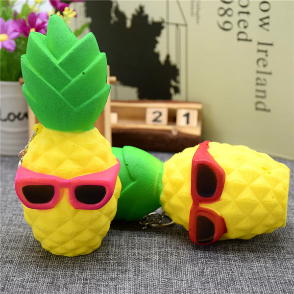 Hot sale Pineapple Squishy Sunglasses Decompression Jumbo Scented Simulation Squishies Decoration Kids Toy Glasses Squeeze Gift