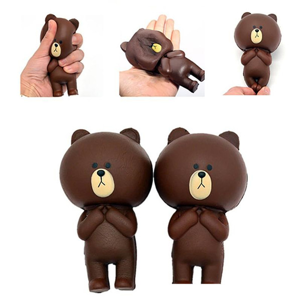 Cute 12CM Jumbo Kawaii Squishy Brown Rilakkuma Bear Cartoon Slow Rising bread toy Soft Cake bun Sweet Charm Scented Kids Toy Gi