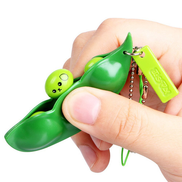 Funny Fidget Toys Squeeze Extrusion Bean Toys Keychains Keyring Pea Soybean Anti-anxiety Decompression EDC Decompression Fidget Toys withbox