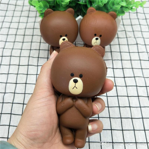 E 12CM Jumbo Kawaii Squishy Brown Rilakkuma Bear Cartoon Slow Rising bread toy Soft Cake bun Sweet Charm Scented Kids Toy Gi