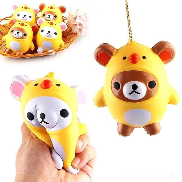 New Squishy Kawaii Bear Chicken Slow Rising Toys Pendant Phone Straps Charms Kid Toys Cute Squishies Phone Charms Decompression Toy