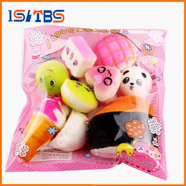 10Pcs Cute Kawaii Soft Squishy Medium Mini Soft Squishy Bread Toys Key Toys Decompression Fun Toys For Child Adult Attention