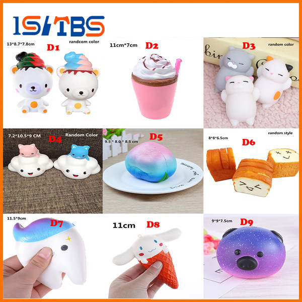 9D style Bread Squishy Slow Rising French Fries Soft Ice Cream Coffee Cup Scented Banana Stretch Donut Milk squeeze bottle Toy