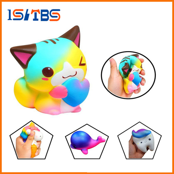 Anti-stress Cute Squishy Charm Slow Rising Unicorn Squishes Cat Cute Dolphin Tooth Squishy Toy PU Toy Kawaii