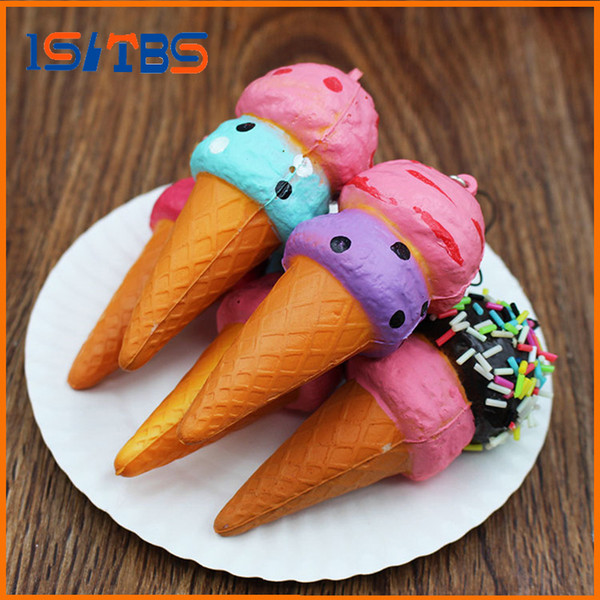 10CM Soft Squeeze PU Slow Rebound Mobile Phone Straps Squishy Toys Double Layers Ice Cream Slow Rising Phone Decor