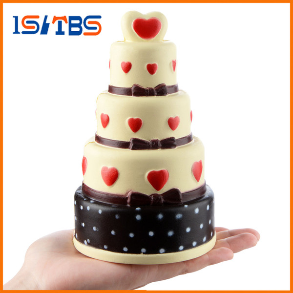 18CM Jumbo 4 Layer Red Heart Cake Squishy Toy Cakes Slow Rising Chocolate Cake Kids Doll Decor Squeeze Fun Joke Props Gift