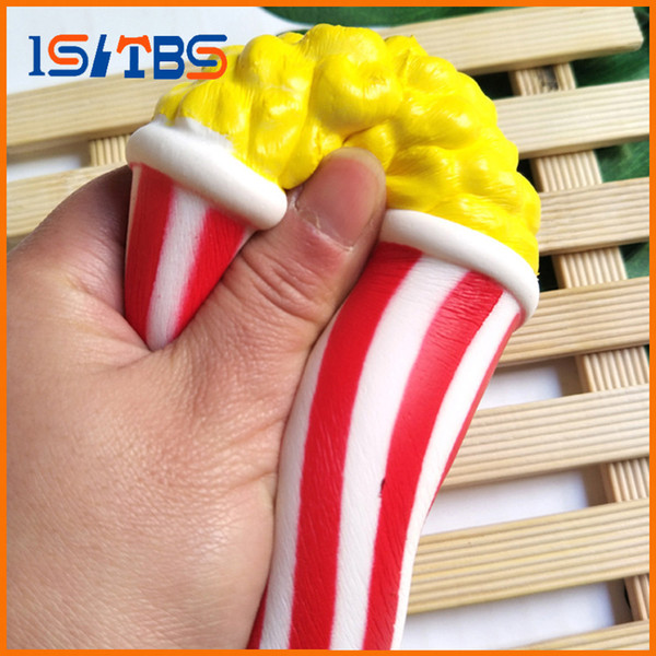 Cute 12CM Jumbo Squeeze Popcorn Squishy Bread Soft Slow Rising Pop Corn with Cup Phone Straps DIY Decor Kids Toy Gift