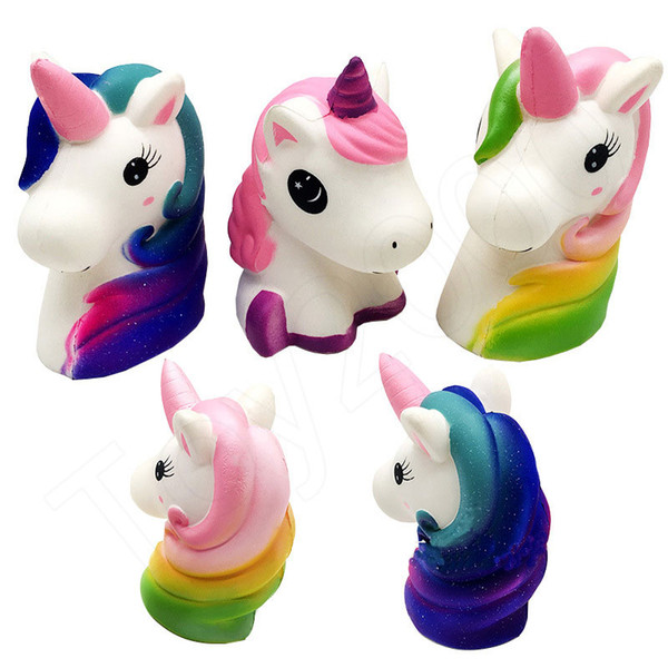 High Quality Squishy Rainbow Unicorns Super Slow Rising Kawaii Catoon Phone Strap Pendant Bread Cake kids toys wholesales