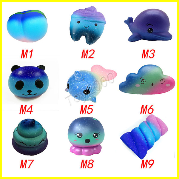 Star Sky Color Squishy toys Peach toothed panda clouds porpoise dolphin poop cotton candy whale octopus Slow Rising Rebound for kid toys