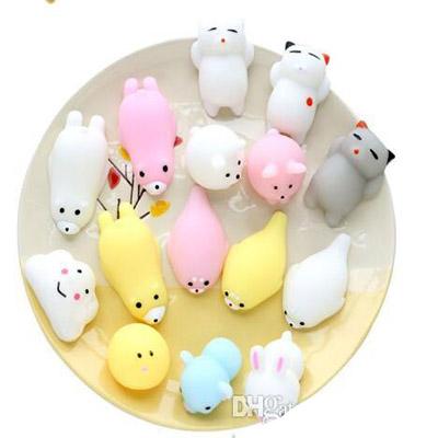 DHL Mini Squeeze Toy Squishy cat Cute Kawaii doll Squeeze Stretchy Animal Healing Stress Hand Fidget vent Toys Paste on for cellphone Case