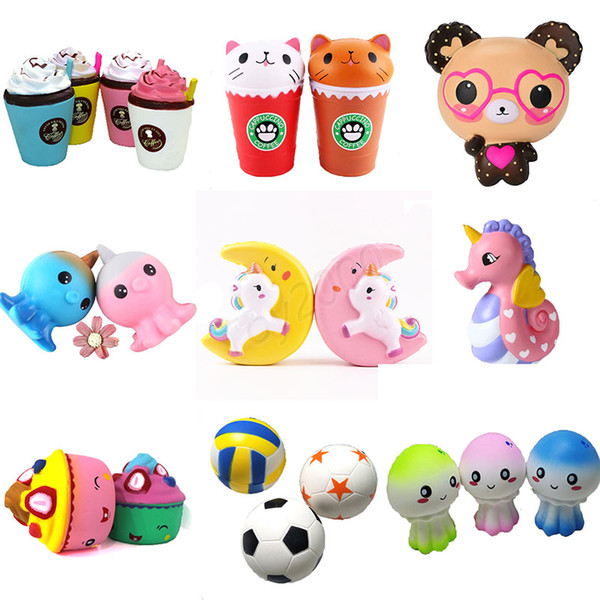 Hot Squishy Toy unicorn bear Ice cream Football seahorse acaleph burger cat squishies Slow Rising 10cm 15cm Soft Squeeze Cute gift kids toys