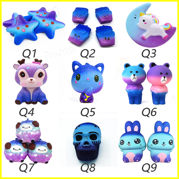 Squishy Star deer moon unicorn chips rabbit fox bear cub sheep skull squishies Soft Slow Rising Stretchy Squeeze Kids squishy toys gifts