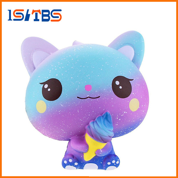 New Rainbow Cartoon Ice Cream Cat Kitty Squishy Slow Rising Cute Jumbo Strap Soft Squeeze Scented Bread Cake Toy Gift Kid Fun