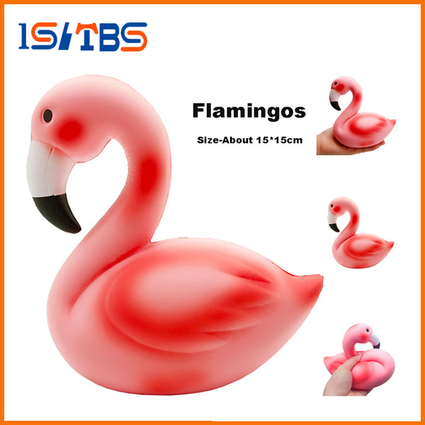 Jumbo 15CM Kawaii Pink Flamingos Squishy Cute Slow Rising Fake Animal Soft Squeeze Charms Bread Cake Ice Cream Kid Toys Hot Sale