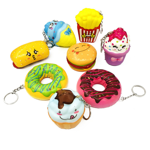 Hot Sale 8 Style Squishy Bread Doughnut Ice cream Kawaii Squeeze Cartoon Mini Squishies Decompression Toy For Child Party Gifts 5-8cm