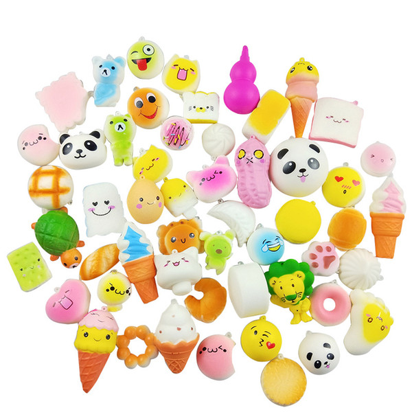 Hot Sale 20pcs/Lot Squishy PU Bread Doughnut Ice cream Kawaii Squeeze Cartoon Mini Squishies Decompression Toy For Child Party Gifts