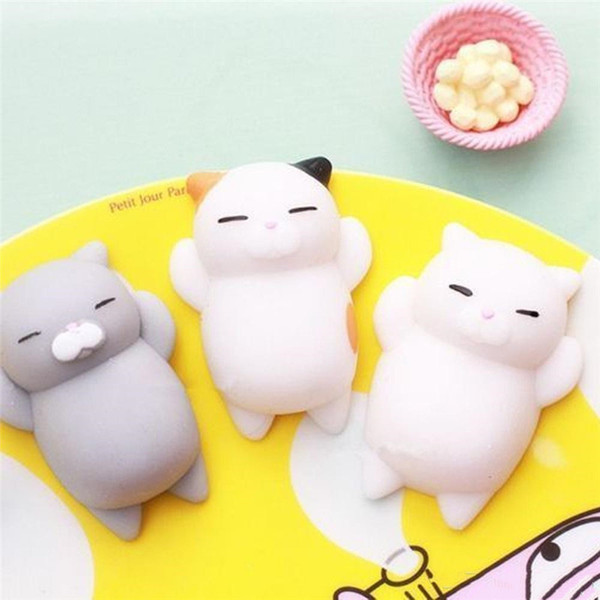 1pc MOQ Soft Cartoon Cat Fidget PVC Animal extrusion vent toys Squishy rebound squishy Funny Gadget Vent Decompression toy Mobile Pendant