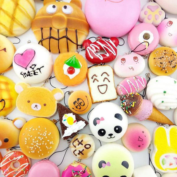 Kawaii Squishy Rilakkuma Donut Soft Squishies Cute Phone Straps Slow Rising Squishies Jumbo Buns Bag Phone Charmsv Decompression Toy