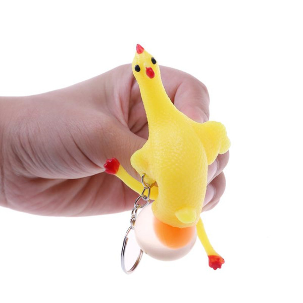 Novelty Gadget Toy Egg Laying Hens Vent Chicken Crowded Stress Ball Keychain Keyring Relief Gift Wholesale