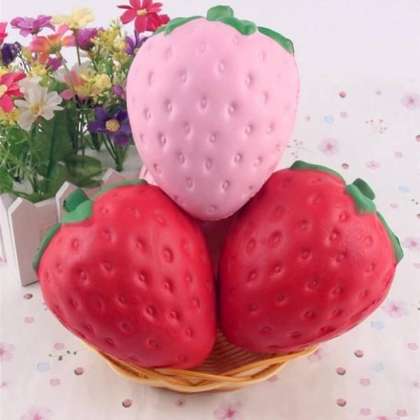 Hot 11.5CM Kawaii Strawberry Squishy Slow Rising Cute Sweet Cream Charms Pendant Bread Kids Toy Gift Phone Straps Pink Red