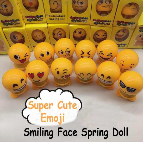 Wholesale Hottest Smiling Face Spring Bouncing Doll QQ Emoji Funny Decompression Toys Interior Accessories Car Creative Decoration