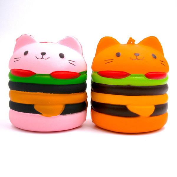 New PU 9*8CM cartoon Cat head Hamburger Squishy Slow rebound Simulation toys kid Christmas Gift C2905