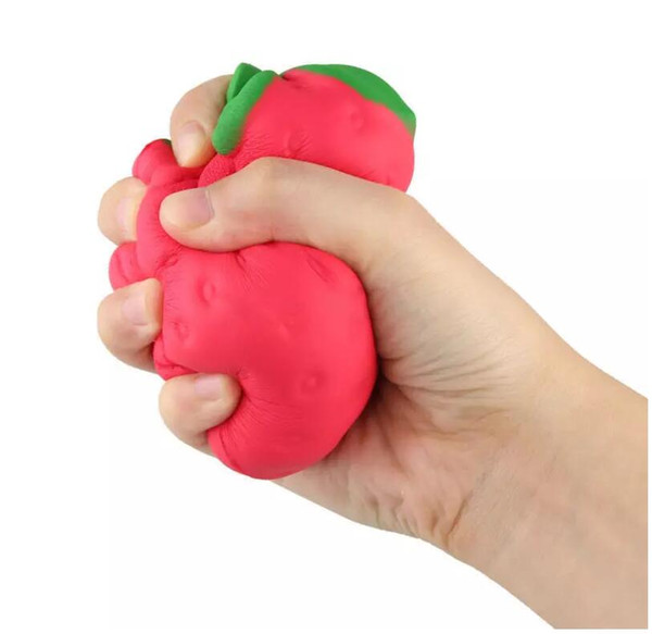 2017 Wholesale big Colossal strawberry charm Squishy fruit Slow rebound Stuffed Animals toy squishy jumbo simulation Fruit kawaii bag phone