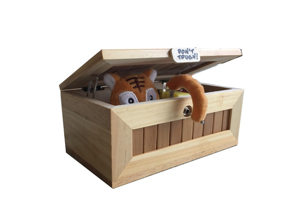 2016 Hot sell lovely wooden box don't touch me tiger automatically turn off useless box Standard Size