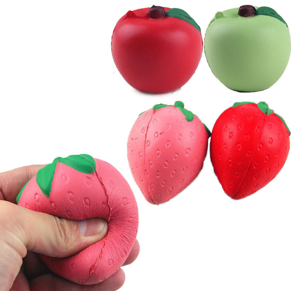 Red Pink New Squishy Strawberry Apple Decompression Anxiety Toys Cell Phone Charms Pendant Strap Artificial Slow Rising Toy in stock