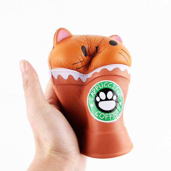 Cat Squishy Toys Coffee Cup Squishies Cute Animal Slow Rising Vent Children Toy Gifts New 14cm Jumbo