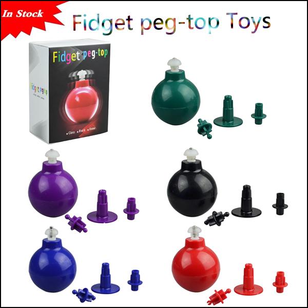 In Stock Newest Fidget peg-top Toys Funny Fast Gyro Hand Spinners DIY EDC Toy Decompression Anxiety Finger Toys 5 Colors with Retail Box