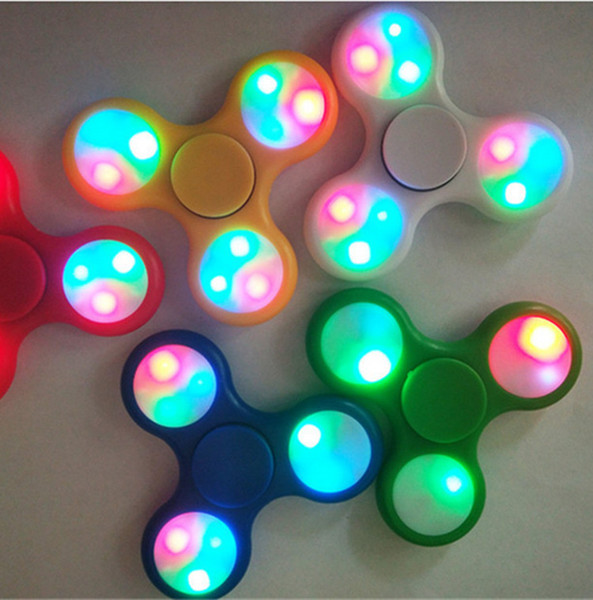 LED Light Fidget Spinner Hand Spinners With Switch LED Flash Tri Finger Fingertip Handspinner Spinning Gyro Decompression Stress Relief Toys