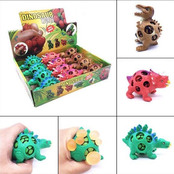 Funny Squishy Dinosaur Grape Ball Vent Mesh Ball Squeeze Decompression Children's Toys Beads Dinosaur Autism Mood Squeeze Ball 