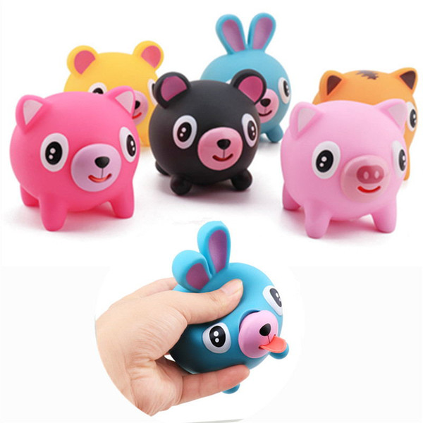 Anti-stress Screams Tongue Doll Toys Rubber Pig Doll Toys Tricky Vent Antistress Toys for Baby Office Worker Pig New Year Gift