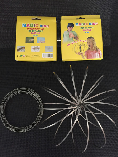 Magic flow rings stainless steel 13cm(Dia.) Kinetic Spring Metal SUS 304 3D Sculpture Ring Interactive relax the pressure Toys