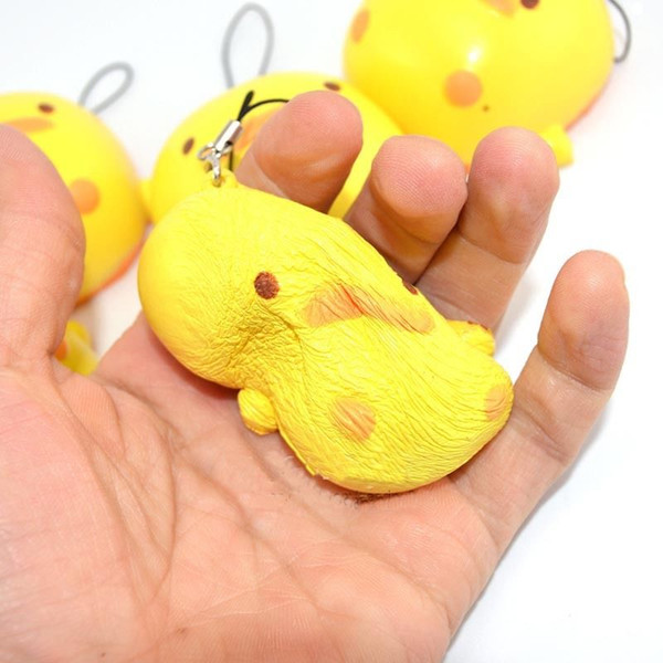 1PC Cute Yellow Duck Squishy Cake Phone Straps Slow Rising Cream Odor Bread Fun E00699