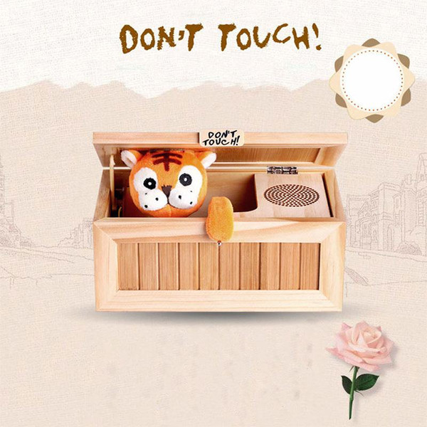 Wooden Useless Electronic Box Cute Tiger Funny Toy Gift Decompression Toys Interesting Gifts c325