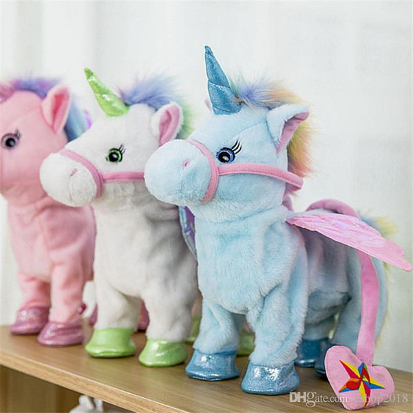 Electronic Pet Toys Sing and Walking Unicorn Electronic plush Robot Horses New Christmas Gift Electronic plush toys